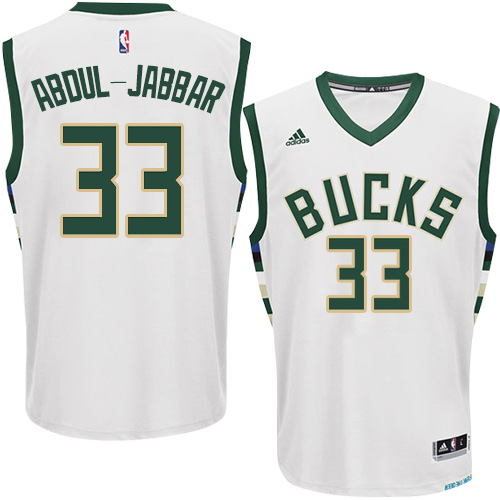 Mens Adidas Milwaukee Bucks 33 Kareem Abdul-Jabbar Authentic White Home NBA Jersey